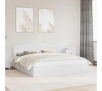 Hoopleep Cadre de lit de rangement moderne avec tête, blanc, 180 x 200 cm, super king size, plate-forme en bois, design à profil bas, assemblage facile pour l'organisation de la chambre à coucher
