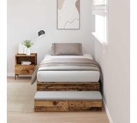 Hoopleep Cadre de lit de rangement moderne, finition en bois clair, largeur 75 cm, bois d'ingénierie durable, plate-forme simple avec 2 tiroirs, pas besoin de boîte à ressort, solution d'économie