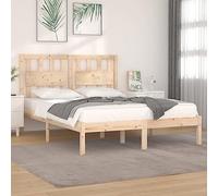 Hoopleep Cadre de lit en bois de pin massif, taille queen 135 x 190 cm, lit plate-forme durable avec tête, finition naturelle, pas besoin de boîte à ressort, lattes robustes pour le soutien du matelas