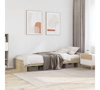 Hoopleep Cadre de lit en chêne Sonoma 90 x 190 cm, plate-forme en bois durable avec lattes, rails de sécurité pour enfants, assemblage facile, pas de matelas inclus, pour un sommeil amélioré