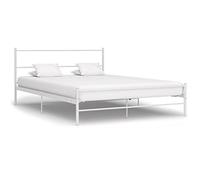 Hoopleep Cadre de lit en métal blanc, 140 x 200 cm, lit Queen avec lattes en acier robuste, design moderne, finition revêtue de poudre durable, pas besoin de boîte à ressort, facile à assembler pour