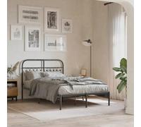 Hoopleep Cadre de lit en métal noir avec tête de lit, 120 x 190 cm, construction en acier, taille queen, rangement sous le lit, lattes incluses pour le soutien du matelas