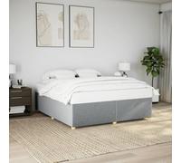 Hoopleep Cadre de lit en tissu gris clair - Sans matelas - 180 x 200 cm - Queen Size - Avec sommier à lattes, pieds en plastique renforcé, bois de pin massif - Meuble de chambre moderne