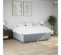 Hoopleep Cadre de lit en tissu gris clair - Sans matelas - 180 x 200 cm - Taille Queen Size - Avec sommier à lattes, pieds en plastique renforcé et en bois de pin - Pour chambre à coucher - Lit à