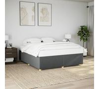 Hoopleep Cadre de lit en tissu gris foncé 180 x 200 cm - Sans matelas - Cadre de lit Queen Size robuste avec sommier à lattes, pieds en pin renforcé, confort de sommeil optimal