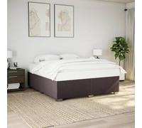 Hoopleep Cadre de lit en tissu marron foncé 180 x 200 cm - Lit rembourré moderne avec sommier à lattes, pieds en plastique renforcé, bois de pin massif, montage facile pour chambre à coucher, taille