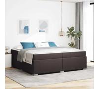 Hoopleep Cadre de lit en tissu marron foncé avec matelas, 200 x 200 cm, lit impérial, design moderne, cadre de lit en bois dérivé du bois, lit plate-forme durable avec sommier à lattes, pour 2