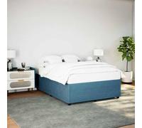 Hoopleep Cadre de lit en velours bleu 160 x 200 cm, lit queen size capitonné avec pieds en plastique renforcé, sommier à lattes en bois de pin massif, meuble de chambre confortable pour un sommeil
