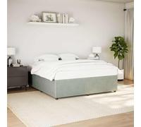 Hoopleep Cadre de lit en velours gris clair - 180 x 200 cm - Queen Size - Avec sommier à lattes, pieds en plastique renforcé, bois de pin massif - Meuble confortable pour chambre à coucher