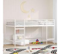 Hoopleep Cadre de lit loft en métal blanc pour enfants, plate-forme en acier durable, 99,5 x 200 cm, design peu encombrant avec tête à montage mural, esthétique moderne pour les petites pièces, pas
