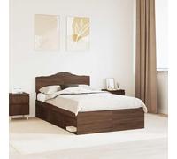 Hoopleep Cadre de lit marron aspect chêne 120 x 200 cm, pin massif et matériau en bois, cadre de lit durable avec sommier à lattes, design moderne pour chambre à coucher, petit lit double