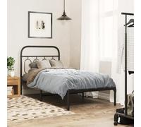 Hoopleep Cadre de Lit Métal Noir 90x190 cm, Robuste avec Tête de Lit, Plateforme de Rangement, Acier Renforcé, Soutien Matelas Respirant