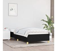 Hoopleep Cadre de lit moderne en tissu noir, 90 x 190 cm, base robuste avec lattes en polywood, design rembourré durable pour un sommeil amélioré, pas de matelas inclus