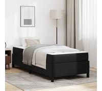 Hoopleep Cadre de lit moderne en tissu noir avec matelas, 80 x 200 cm, taille simple, base de plate-forme en bois composite durable, capacité de poids maximale de 140 kg, pour chambre à coucher maître