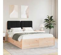 Hoopleep Cadre de lit moderne noir rembourré - Plateforme en bois de pin massif - 150 x 200 cm - Taille Queen Size - Assemblage facile - Pas de boîte à ressort nécessaire - Durable et facile à