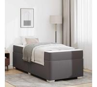 Hoopleep Cadre de lit moderne rembourré avec matelas mi-ferme, tissu gris, 80 x 200 cm, base lattée, construction en bois durable pour un sommeil simple confortable