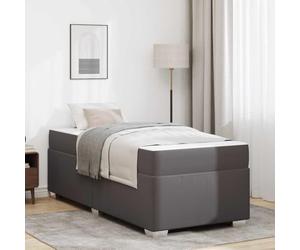 Hoopleep Cadre de lit moderne rembourré avec matelas mi-ferme, tissu gris, 80 x 200 cm, base lattée, construction en bois durable pour un sommeil simple confortable