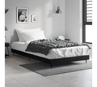 Hoopleep Cadre de lit noir 90 x 200 cm, lit à plateforme en bois composite durable avec pieds en métal, lattes en bois plié, base de taille Queen pour un sommeil amélioré, facile à assembler