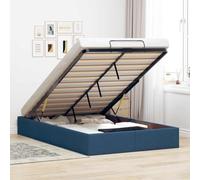 Hoopleep Cadre de lit ottoman bleu, 120 x 200 cm, plate-forme rembourrée en tissu avec levage hydraulique, pas besoin de ressorts de coffre, charge maximale de 140 kg, solution d'économie d'espace