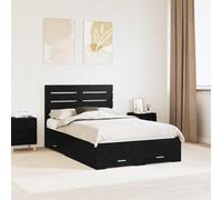 Hoopleep Cadre de lit Queen avec tête, bois composite, tiroirs de rangement, design moderne à profil bas, finition noire durable, pas besoin de boîte de printemps, option pleine taille