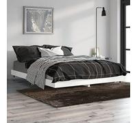 Hoopleep Cadre de lit Queen blanc, 135 x 190 cm, lit à plateforme en bois composite avec pieds en métal robuste, pas besoin de boîte à ressort, lattes durables pour support de matelas, meubles de