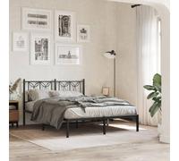 Hoopleep Cadre de lit Queen en métal noir avec tête, 135 x 190 cm, base de matelas à plateforme, lattes en acier, espace de rangement sous le lit, durable et stable pour la chambre à coucher
