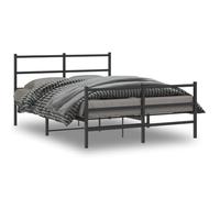 Hoopleep Cadre de lit Queen en métal noir avec tête et repose-pieds, 135 x 190 cm, base de matelas à plate-forme, construction en acier robuste, rangement sous le lit, pas besoin de boîte à ressort