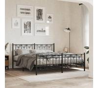 Hoopleep Cadre de lit Queen en métal noir avec tête et repose-pieds, 183 x 213 cm, base de matelas à plateforme, lattes en acier, espace de rangement sous le lit, durable et stable pour la chambre à