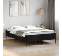 Hoopleep Cadre de lit Queen noir, 150 x 200 cm, plate-forme en métal avec matériau en bois durable, support robuste, design à profil bas pour chambre à coucher, pas besoin de boîte à ressort