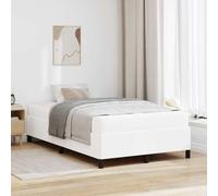 Hoopleep Cadre de lit rembourré en tissu blanc avec matelas, 120 x 190 cm, lit à plateforme en bois composite durable, design moderne pour chambre maître et invité, capacité maximale de 280 kg