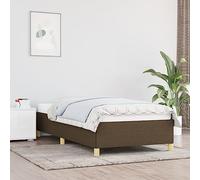 Hoopleep Cadre de lit rembourré en tissu marron foncé, lit plateforme de 90 x 190 cm avec lattes en bois robuste, matériau polyester durable, pas besoin de boîte à ressort, facile à assembler pour un