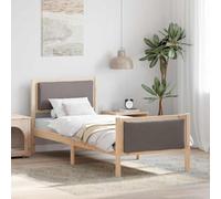 Hoopleep Cadre de lit rembourré en tissu taupe avec tête, base moderne à latte, construction en bois de pin massif, 80 x 200 cm, rangement sous le lit pour chambre à coucher, chambre d'invités