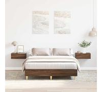 Hoopleep Cadre de lit sans matelas, aspect chêne marron, 120 x 190 cm, matériau dérivé du bois d'eucalyptus, soutien stable pour un sommeil réparateur