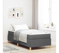 Hoopleep Cadre de lit simple gris foncé avec matelas, 90 x 200 cm, tissu et matériau en bois, plate-forme moderne, design robuste avec espace de rangement, sommeil confortable pour adultes