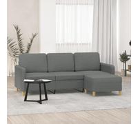 Hoopleep Canapé 3 places avec Pouf Gris Foncé 180 cm de Largeur Assise Tissu Armature Robuste Design Moderne Grand Confort pour Salon