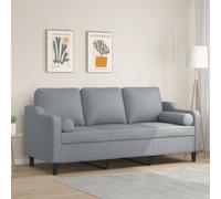 Hoopleep Canapé 3 places gris clair 180 cm de largeur d'assise, revêtement en tissu, structure en métal, coussins décoratifs, design moderne, pour salon, résistant et confortable