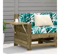 Hoopleep Canapé de jardin avec accoudoirs, table d'appoint, en bois de pin imprégné, 69 x 62 x 70,5 cm, ensemble de meubles d'extérieur modulaires pour terrasse, balcon, jardin, charge maximale de 110