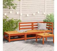 Hoopleep Canapé de jardin, avec repose-pieds, 2 places, pin massif marron cire, 210 x 70 x 67 cm, salon d'extérieur modulaire pour terrasse et balcon
