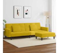 Hoopleep Canapé-lit 2 places en velours jaune avec repose-pieds, 220 x 84,5 x 69 cm, convertible en lit, pour salon, petits espaces, confortable
