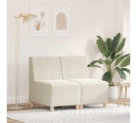 Hoopleep Canapé modulaire sans accoudoirs 2 pièces, crème, 55 x 74 x 82 cm, revêtement en velours, cadre en contreplaqué robuste, canapé de salon, fauteuil de salon confortable, durable pour la maison