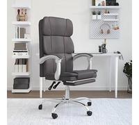 Hoopleep Chaise de bureau avec fonction allongée, en cuir synthétique gris, dossier réglable, chaise pivotante à 360°, confortable pour bureau, bureau et chambre à coucher
