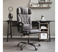 Hoopleep Chaise de bureau avec fonction allongée, en cuir synthétique gris, ergonomique, pour bureau et bureau, hauteur réglable, confortable et charge maximale : 110 kg