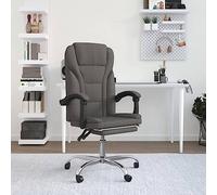 Hoopleep Chaise de bureau avec fonction allongée, tissu gris foncé, réglable, capacité de charge de 110 kg, chaise pivotante ergonomique pour bureau, chambre à coucher