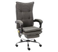 Hoopleep Chaise de bureau massante en tissu gris ergonomique réglable avec repose-pieds, fonction chauffante et 6 points de massage, idéale pour le bureau, le bureau et l'étude