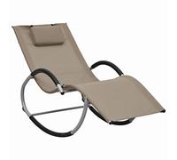 Hoopleep Chaise longue avec coussin, textilène taupe, acier revêtu par pulvérisation, 65 x 155 x 83 cm, chaise longue d'extérieur pour terrasse, jardin, piscine, capacité de charge maximale 150 kg