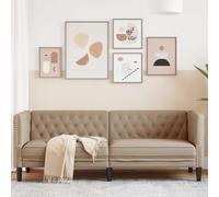 Hoopleep Chesterfield Canapé 3 places, en cuir synthétique, cappuccino, 194 cm de large, structure en bois robuste, matériau facile d'entretien, idéal pour le salon et la détente