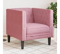 Hoopleep Chesterfield Fauteuil lounge stable en velours rose rembourré épais pour salon, chambre à coucher, bureau 71 x 74,5 x 70,5 cm