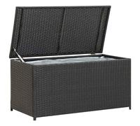 Hoopleep Coffre de jardin en polyrotin - 100 x 50 x 50 cm - Noir - Grande boîte de rangement d'extérieur pour terrasse et jardin - Coffre à coussins résistant aux intempéries - Avec doublure en