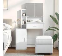 Hoopleep Coiffeuse avec miroir, blanche, 80 x 35 x 132 cm, design moderne, pour chambre à coucher et chambre d'adolescent, grand espace de rangement avec tiroirs et compartiments, matériau en bois