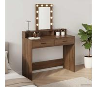 Hoopleep Coiffeuse marron avec éclairage miroir, port USB, 1 tiroir, 100 x 41 x 140 cm, bois dérivé du bois, table de maquillage pour chambre à coucher, chambre d'adolescent